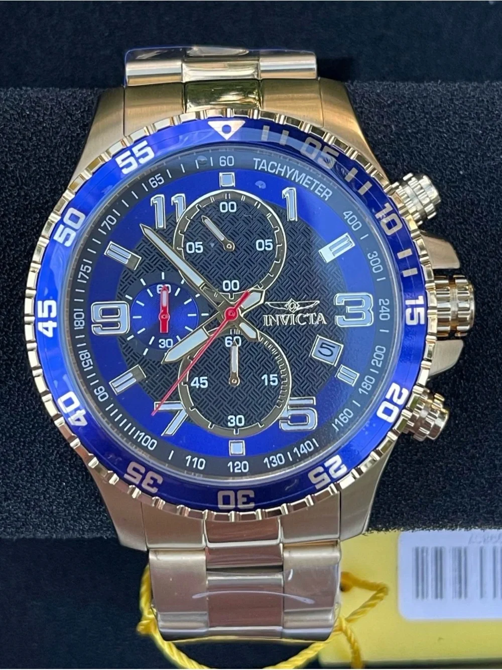 Invicta Specialty Mach Gala Men's Watch - 48mm, Gold And Blue Bezel